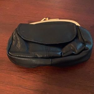 Black leather coin purse.